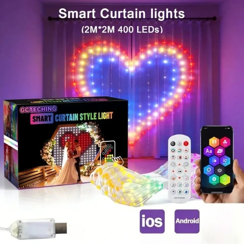 Christmas Lights Outdoor - Outdoor LED Pixel Curtain Lights Bluetooth