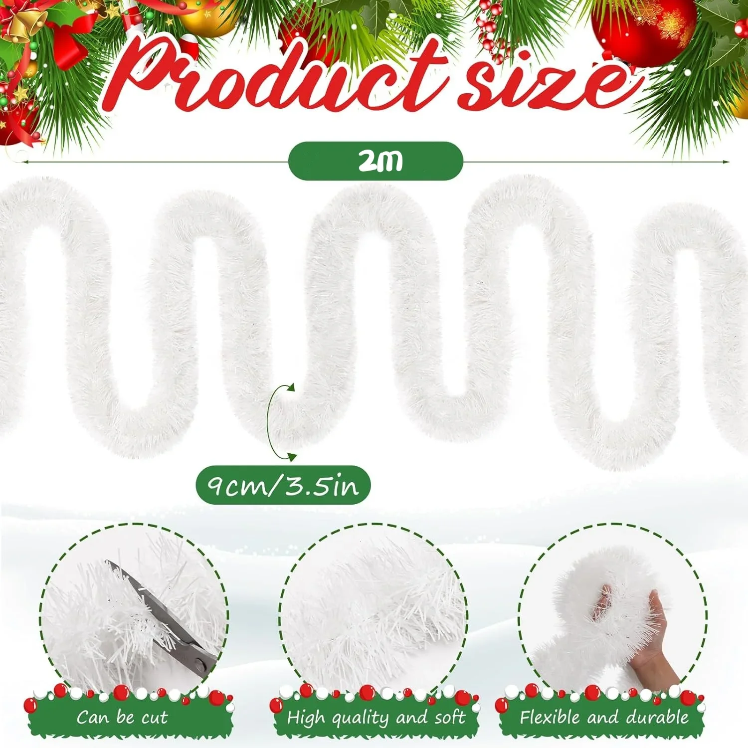 1PC 2m Christmas Tinsel Ribbon - Tinsel Garland Decoration recension och pris