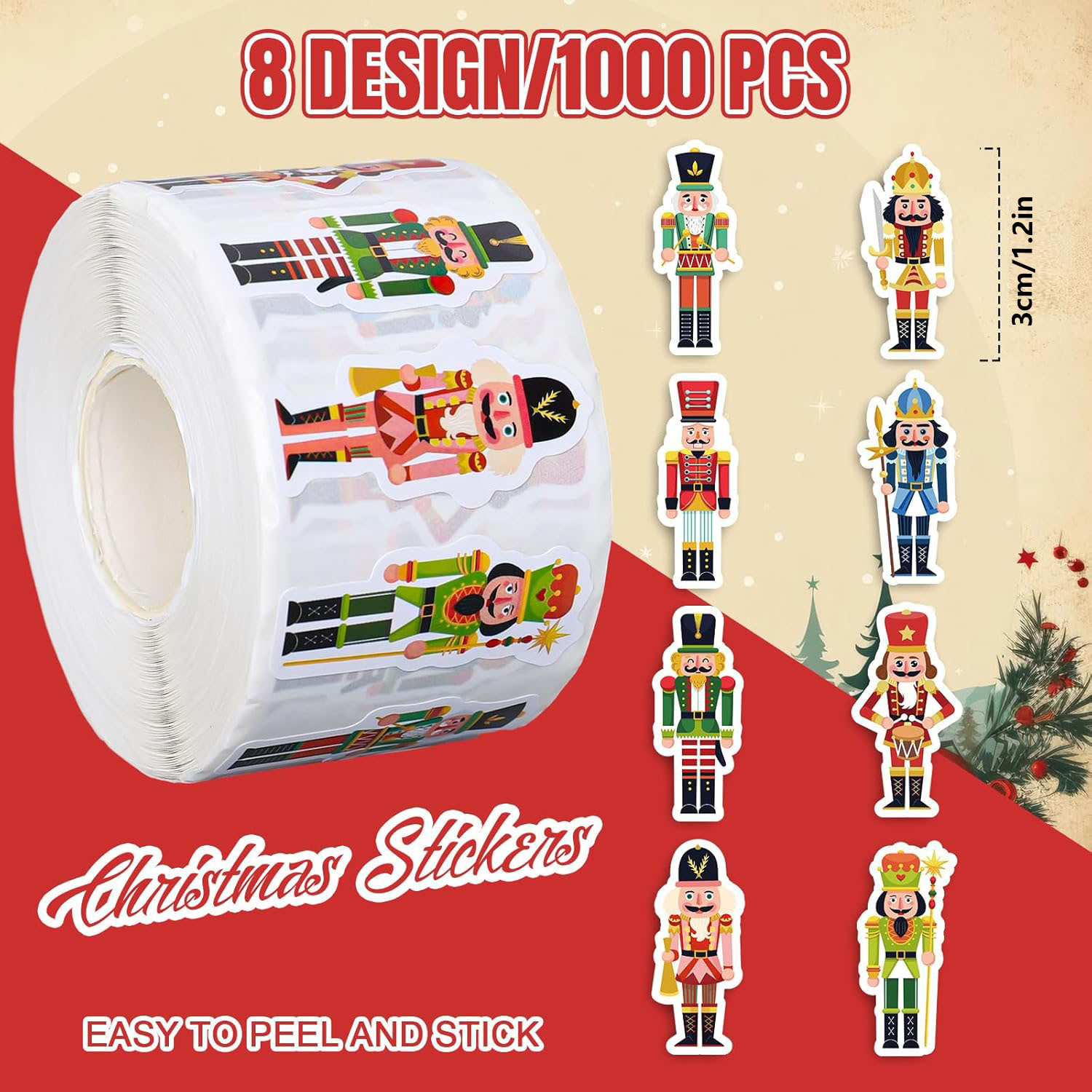 1000pcs(1 Roll) Christmas Nutc - Nutcracker Figurine recension och pris