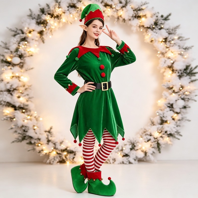 Christmas Green Elf Cosplay Dr - Elf Costume Christmas recension och pris