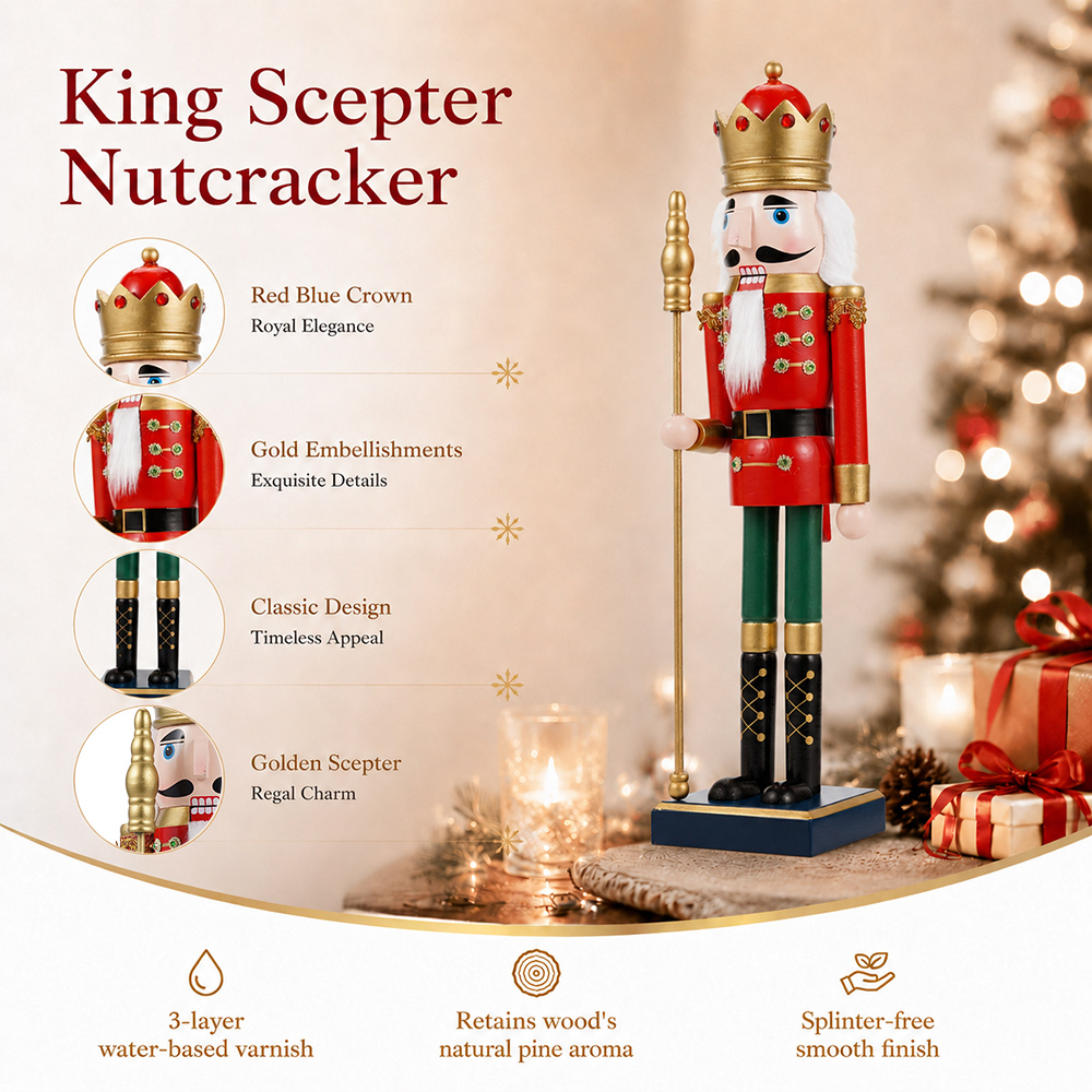 50CM Wooden Nutcracker Scepter - Nutcracker Figurine recension och pris