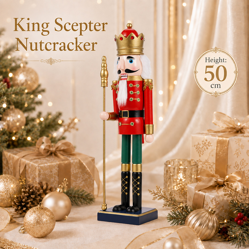 50CM Wooden Nutcracker Scepter - Nutcracker Figurine recension och pris