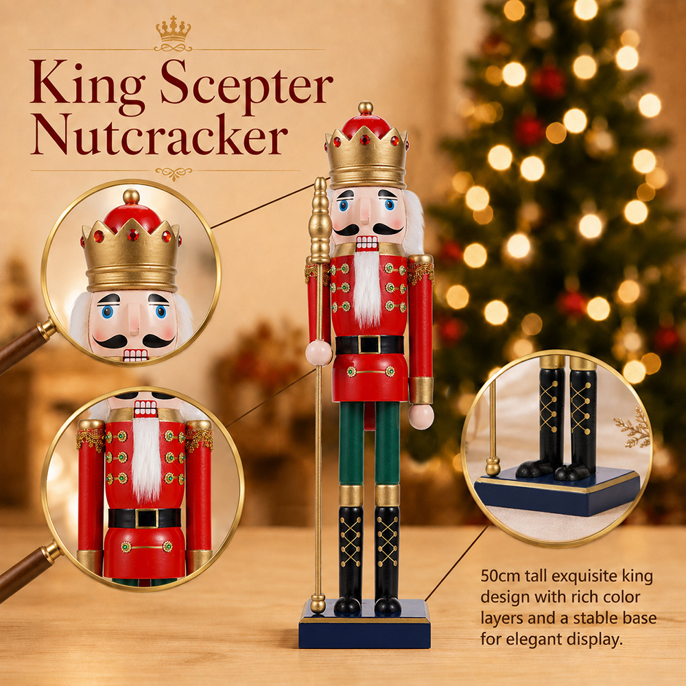 50CM Wooden Nutcracker Scepter - Nutcracker Figurine recension och pris