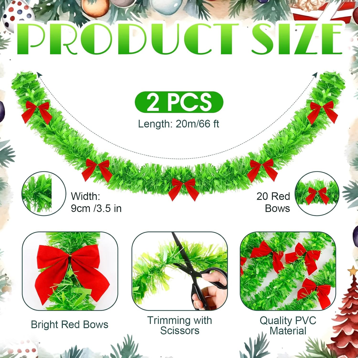 Christmas Light Green Tinsel G - Tinsel Garland Decoration recension och pris